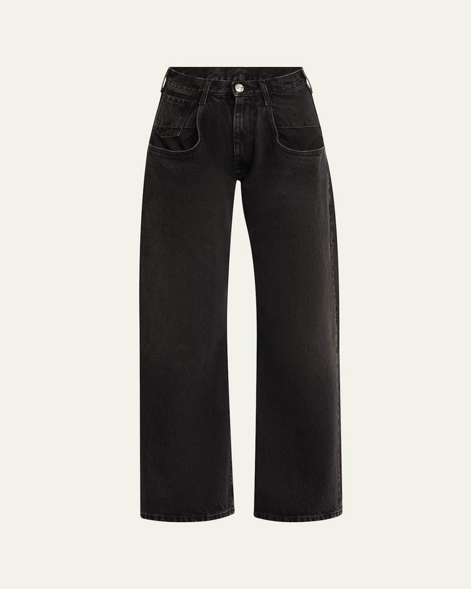 5-Pocket Straight-Leg Denim Ankle Pants